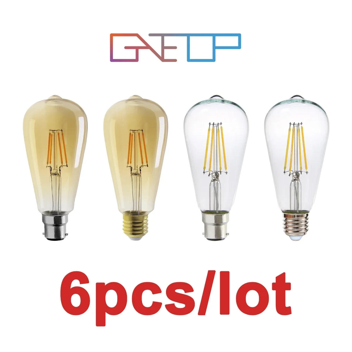 

6pcs/lot St64 Led Filament bulb 6w 8w E27/b22 Retro Edison Lamp Gold Clear Glass Bulb 220-240v Vintage