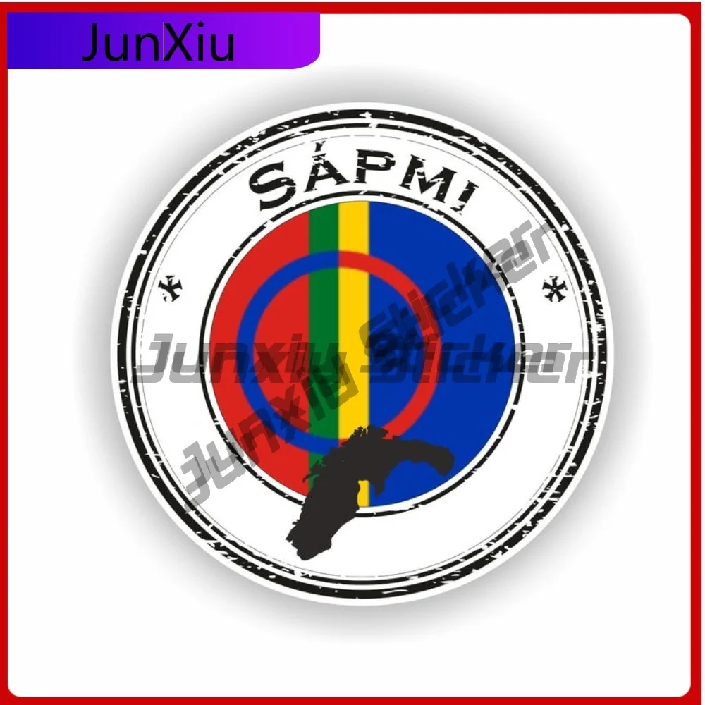 

Sapmi Seal Sticker Round Flag Unique Vinyl Decal Waterproof Exterior Decor for Camper Bodywork Laptop Phone Guitar
