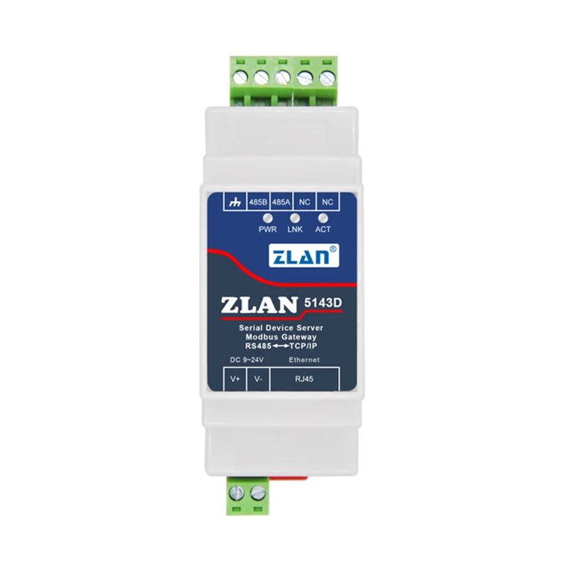 Modbus-جهاز خادم محول إيثرنت ، ZLAN5143D ، السكك الحديدية DIN ، RS485 ، RJ45 ، بوابة TCP