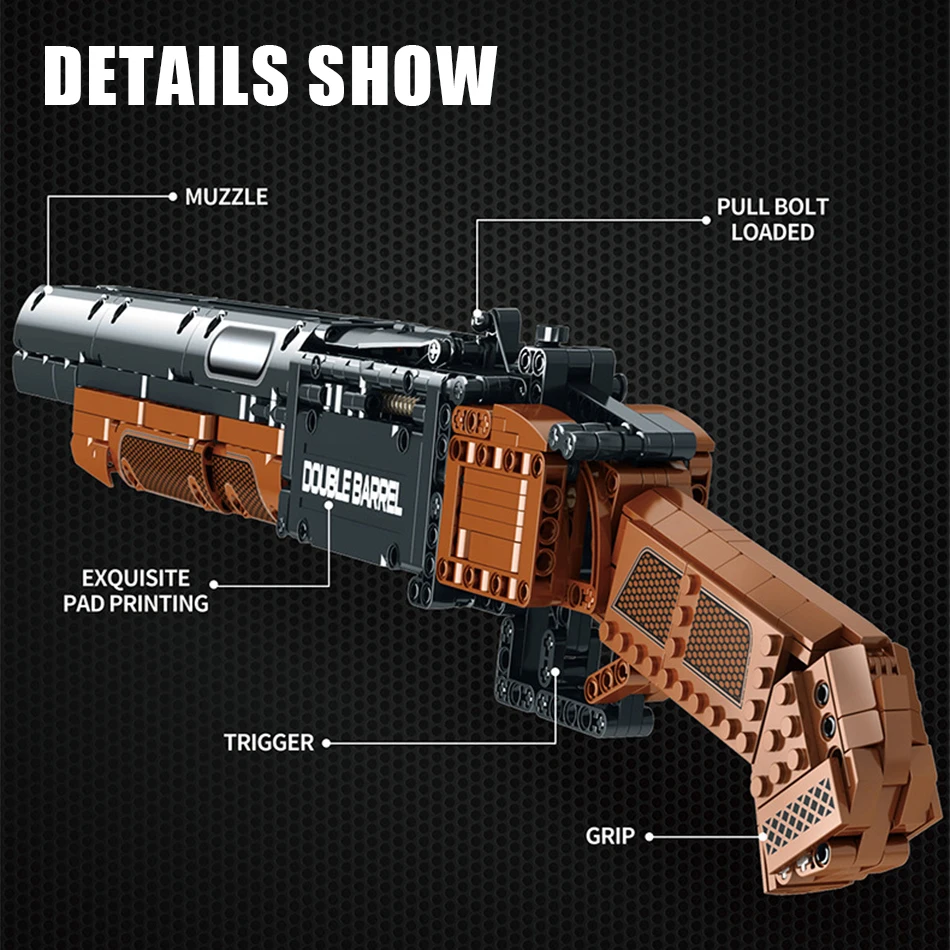 1006 قطعة نموذج بندقية مزدوجة الماسورة MOC اللبنات سلسلة PUBG العسكرية يمكن إطلاق النار على لعبة الطوب سلاح الرصاصة للأطفال هدية