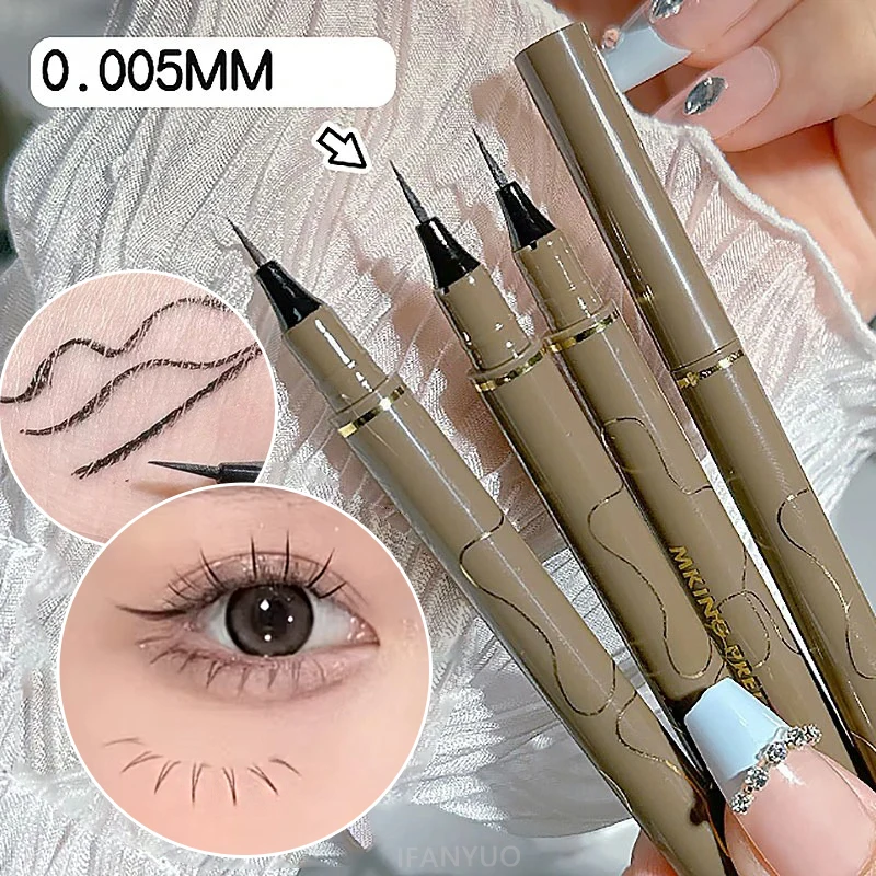 Delineador líquido à prova d'água 0.005mm, fosco, de longa duração, secagem rápida, ultrafino, caneta para cílios inferiores, sem manchas, maquiagem coreana