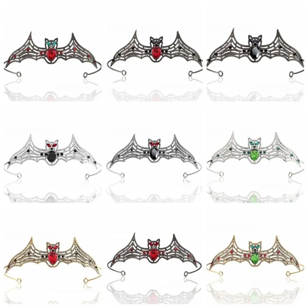 Simple Metal Halloween Bat Hairband Dark Sparkling Rhinestone Crowns Multicolor Cosplay Props Halloween Tiara Gift