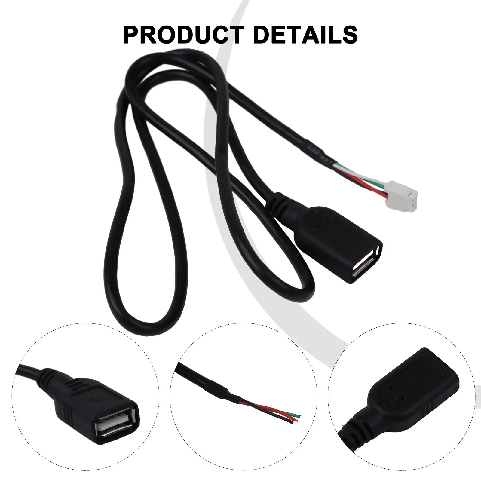 Universal 1x Black ABS 4-Pin Connector USB Extension Cable Adapter Car Radio Stereo Auto Replace Part 4Pin Connector