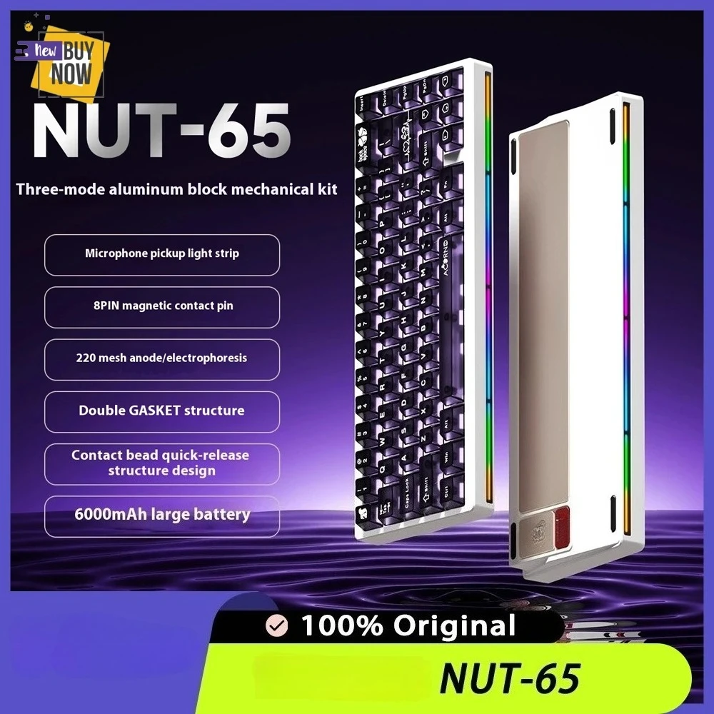 

For Weikav NUT65 Aluminum Mechanical Keyboard Kit Three Mode Keyboard Kits Dual Gasket ARGB Light 6000 mAh