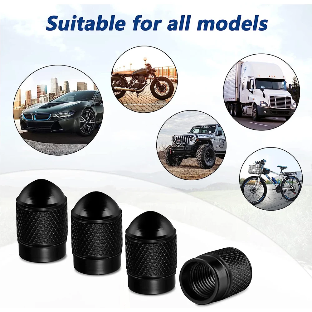 4/8Pcs Valve Stem Caps Aluminum Car Tire Caps Universal Corrosion Resistant Leak-Proof Stem Covers for Car Truck Motorcycle Bike