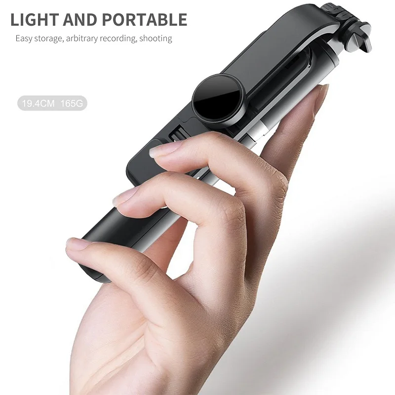 with Light lamp Selfie Stick Phone Tripod Extendable Monopod with Bluetooth-compatible Remote for Cellphone Handheld Selfiestick