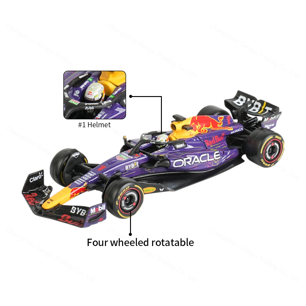 Bburago 1:43 Red Bull 2023 Las vegas F1 Racing RB19 Die Cast Vehicles Model Formula Racing Car Toys Acrylic Box