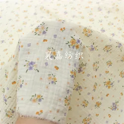 New Double Gauze Small Floral  Cotton Crepe Pajamas Baby Bedding Fabric