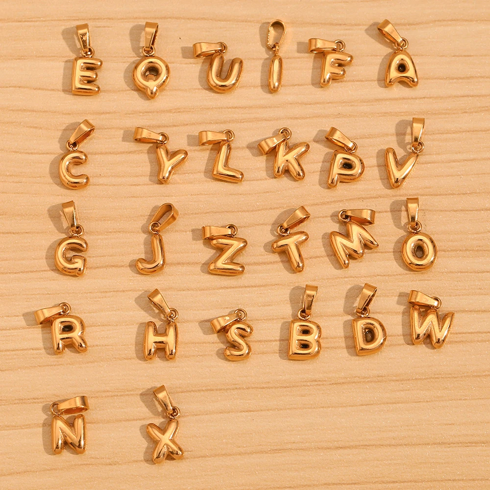 E.B.belle New 2024 Popular Mini Bubble 26 Initial Letter Charms For Jewelry Gold Plated Premium Stainless Steel Jewelry Pendant