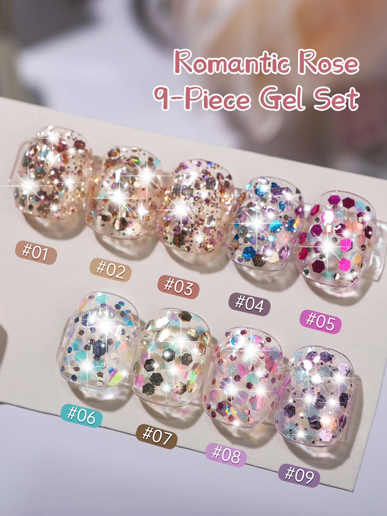 9色グリッターソリッド接着剤ジェルネイルポリッシュグラデーションセミパーマネントソークオフUV LEDネイルアートジェルニス