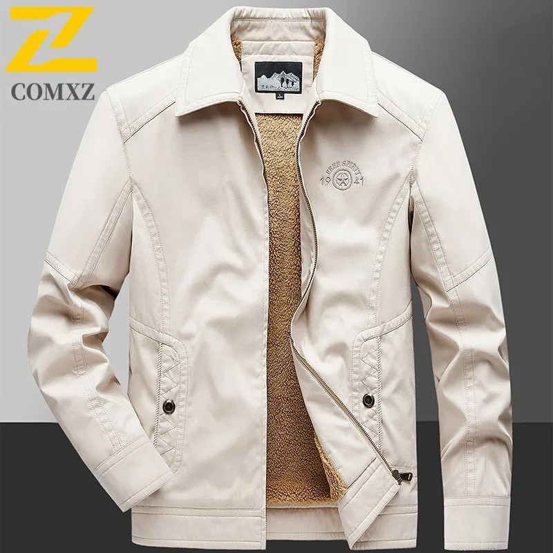 COMXZ Cappotto imbottito da uomo foderato in pile colletto alla coreana ispessito cappotto in cotone da trekking nuova giacca invernale casual calda vestibilità ampia retrò 2025