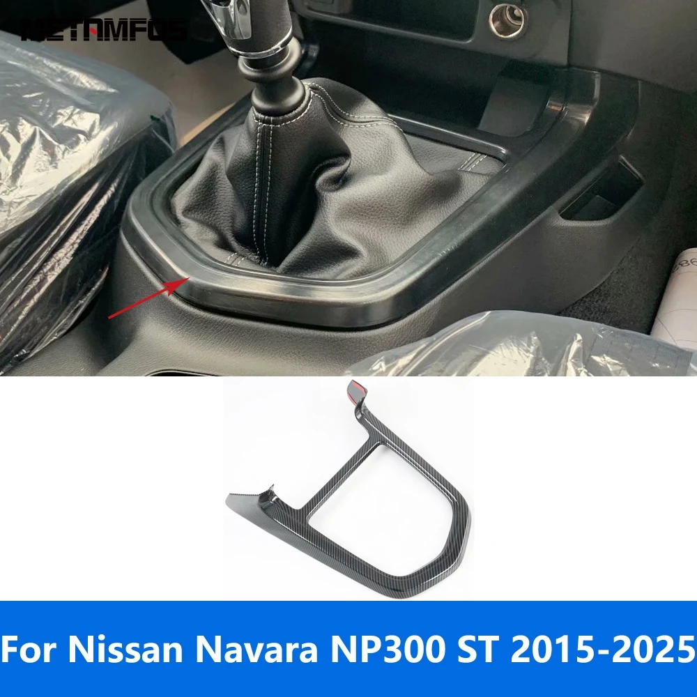 Interior Accessories For Nissan Navara NP300 ST 2015-2024 2025 Carbon Fiber Gear Shift Box Cover Molding Trim Frame Car Styling