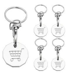 4Pcs Shopping Trolley Remover Key Ring Token Chip with Carabiner Hook Metal Portable Universal Supermarket Keyring Token Decor