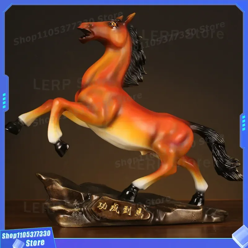 Chinese Style Bronze Horse Statue Brass Office Desk Decor Lucky Zodiac Animal Figurine Home Furnishing Handicraft Gift for