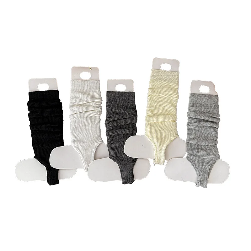 Pile of socks female ballet style grey knit toe calf socks slim legs long in spring and autumn.