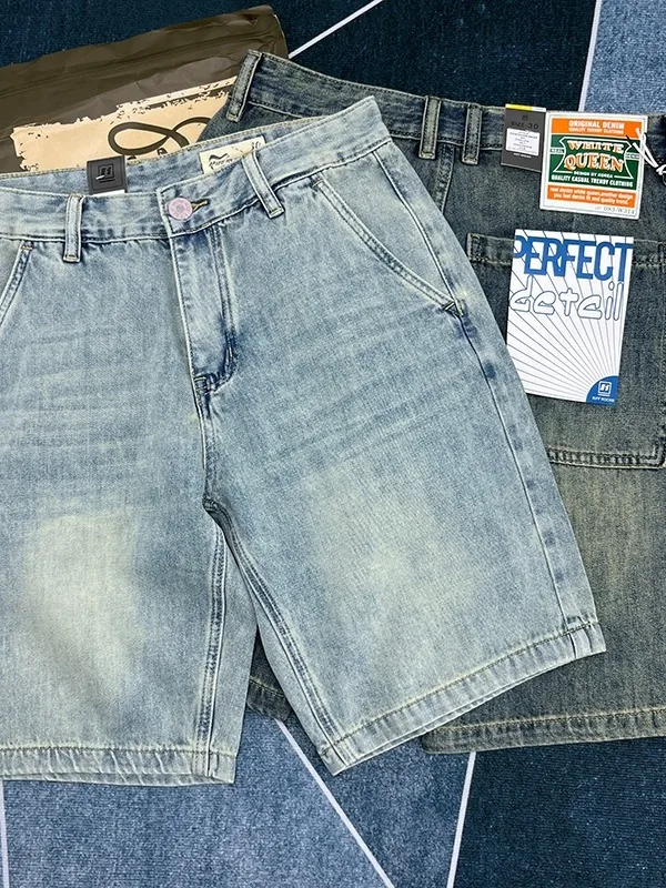 

Loose Straight Leg Men's Denim orts Summer 2025 New Sle Casual Wide Leg Five-Quarter Pants Youth Faion Wear Resistant