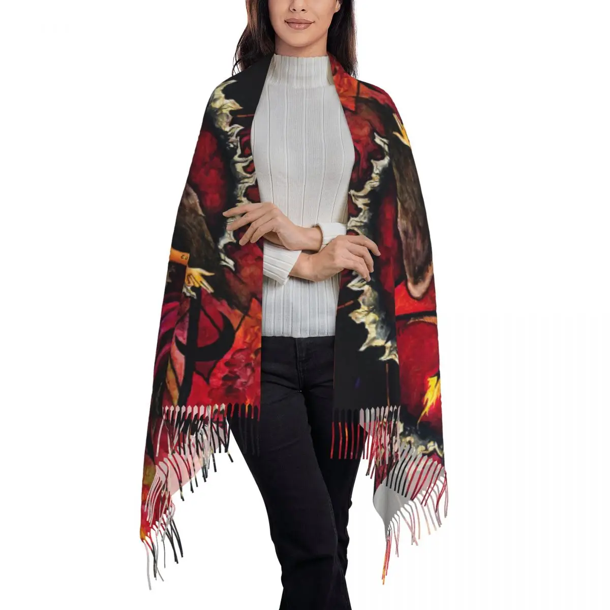 Custom Printed Devil Goat Baphomet Scarf Women Men Winter Fall Warm Scarves Demon Satan Occult Magic Shawls Wraps