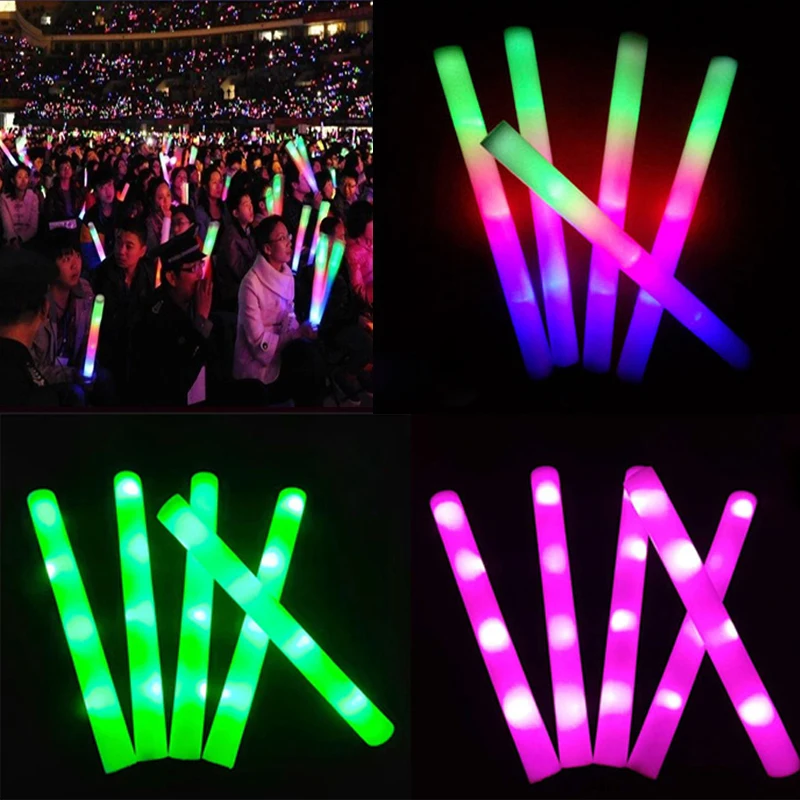 10 Pcs Colorful Sponge foam Fluorescent Stick Concert Responding to Aid Flash Stick Bar Performance Large LED Light Stick Props