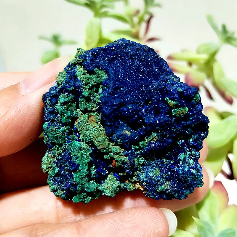 الحجر الطبيعي الأزوريت والملكيت كريستال التكافلي التأمل الطاقة قوية الريكي شفاء فنغ شوي كريستال غرفة الزينة