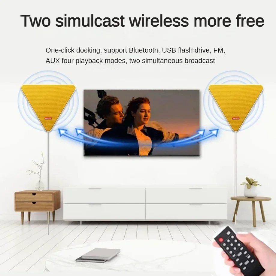 Smart Indoor Wall-mount Bluetooth Speaker TWS Wireless Stereo Music Center Support FM Radio USB AUX Playback With Remote Control