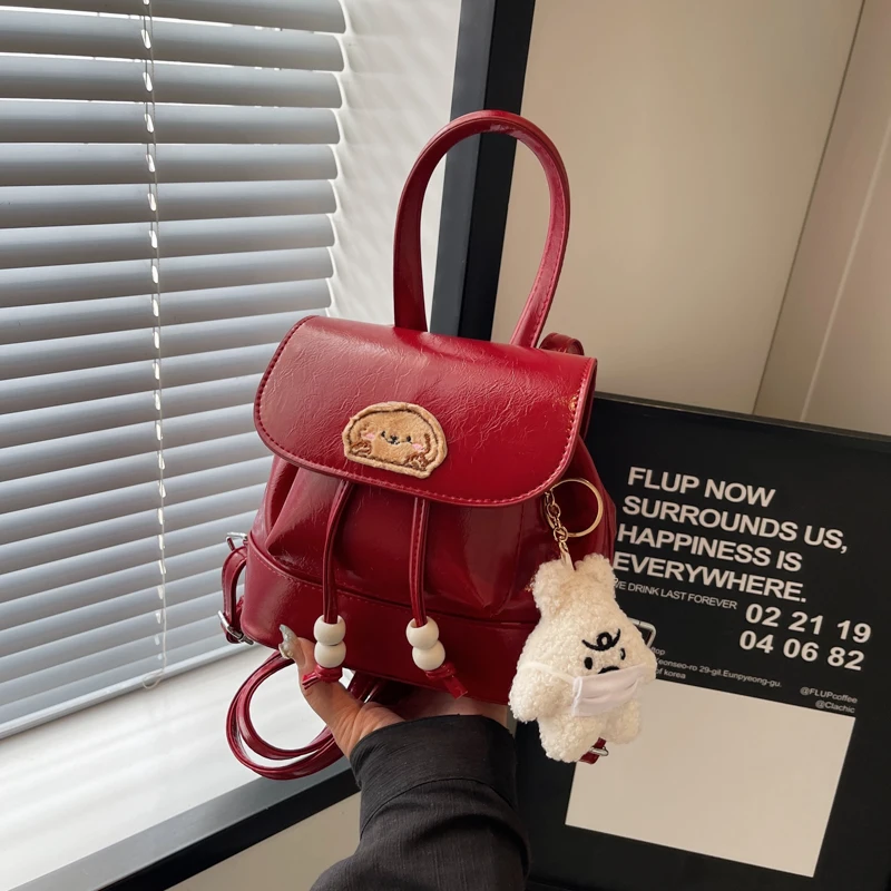 

Bag 2024 New Women's Mini Backpack Niche Luxury Design PU Leather Backpack Casual Street Fashion Handbag Cute Girl Bag