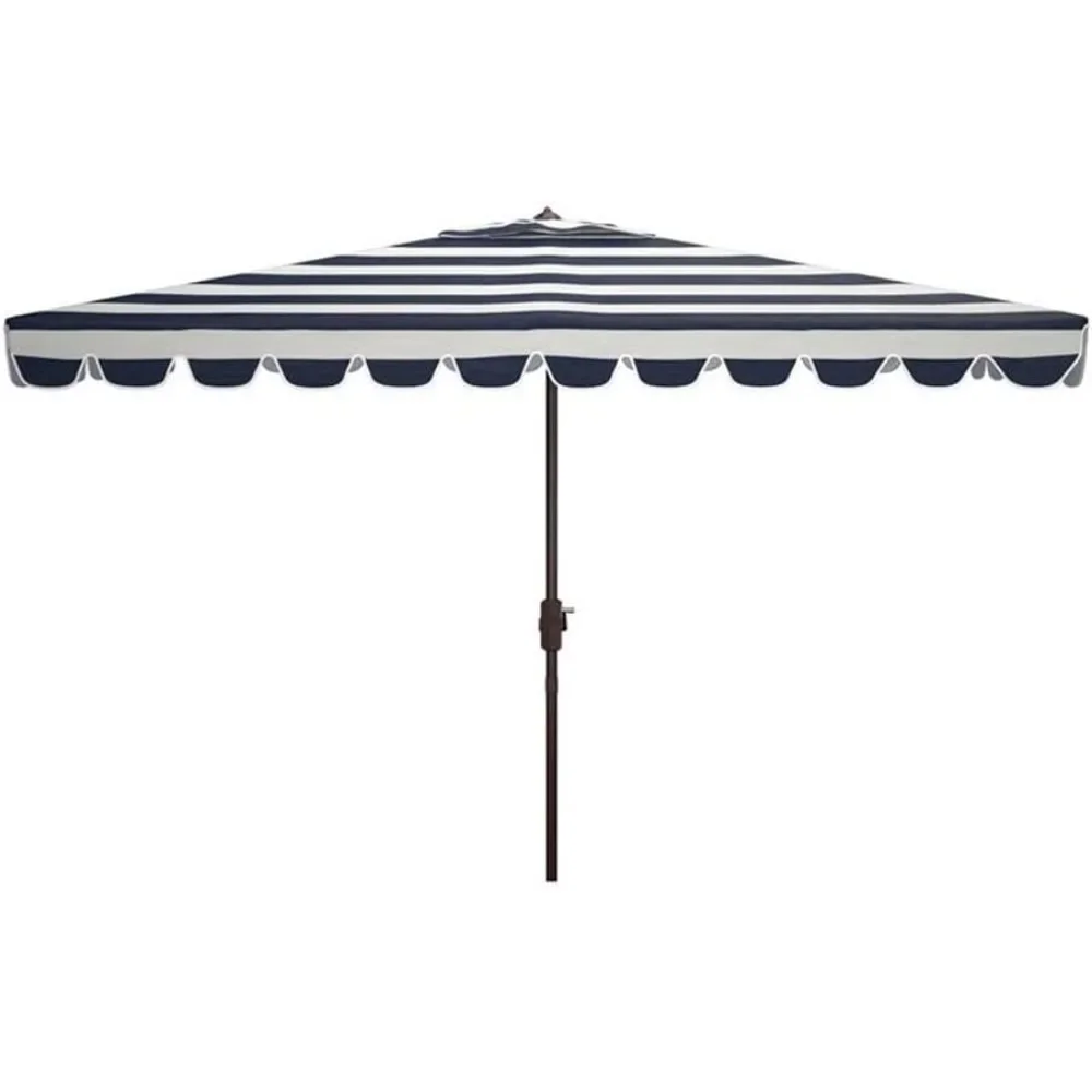 

Outdoor Vienna Navy and White 6'6" x 10' Rectangle Crank UV Protected Umbrella