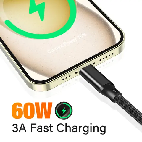 USB 3.2 Gen2 Typ A till C-kabel för iPhone 15 Pro Max Macbook iPad Samsung S23 LG Dataladdare 60W 3A Snabbladdning Lång Nylontråd 10 best sales generation 2 - №4