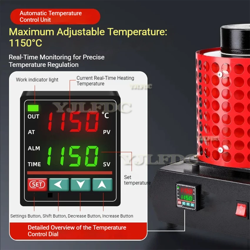 3KG Digital Metal Melting Furnace Portable Gold Melting Furnace Machine Metal Silver Jewelry Casting Tool 220V/110V 1500W