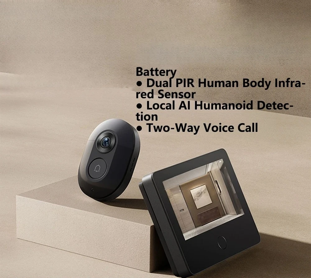Camera Video Peephole Doorbell 3MP HD Infrared Night Vision 180 Wide Nngle For Mi Home APP Xiaomi Smart Cat eye 2 WiFi Wireless