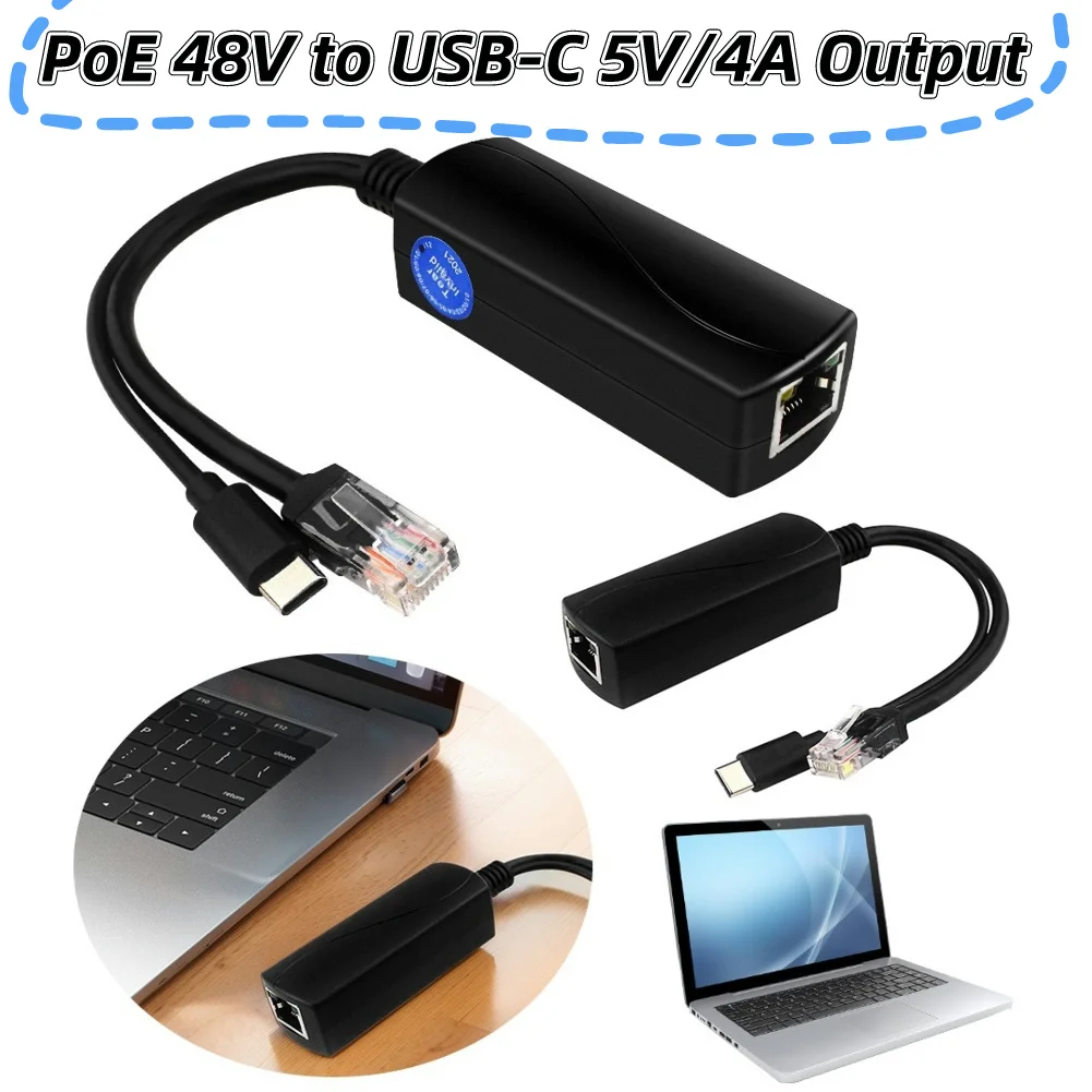 POE Splitter 48V To 5V/4A  USB Tpye-C for Raspberry Pi Adaptive 10/100/1000Mbps