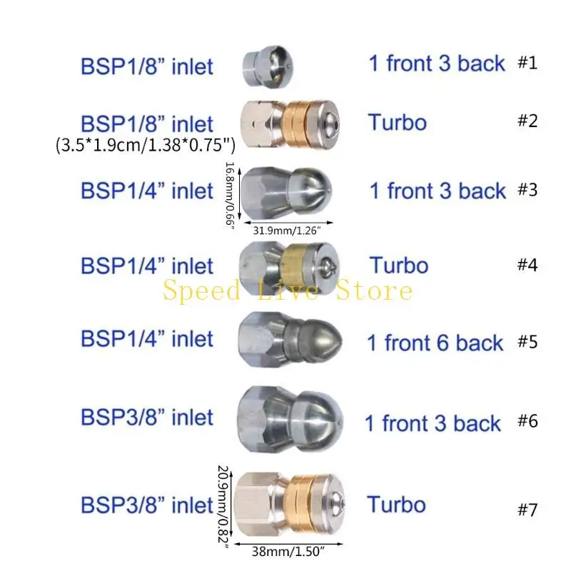 547C جديد ضغط غسالة النفاثة الفوهة BSP فوهة تنظيف المجاري الدوار الإناث #6