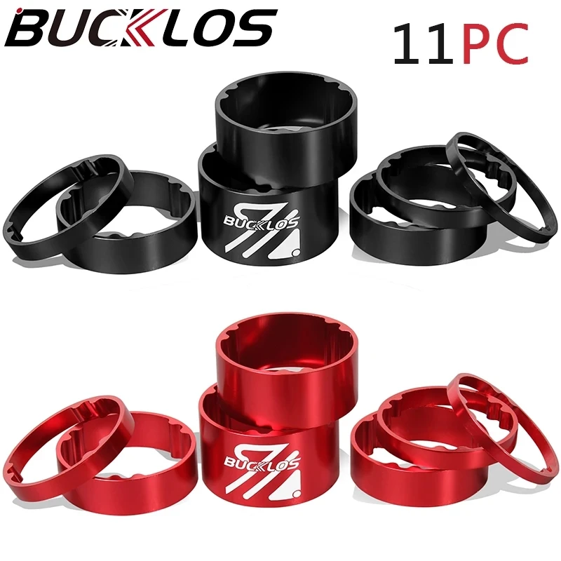 BUCKLOS Headset-Unterlegscheibe, 11 Stück, Fahrradgabel-Abstandshalter, Aluminiumlegierung, ultraleichte Fahrrad-Headset-Unterlegscheibe, 28,6 mm, 31,8 mm Fahrrad-Vorbau-Abstandshalter