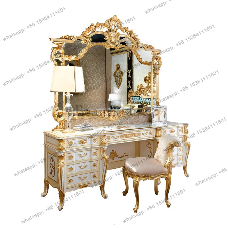 French court large apartment dressing table villa European mahogany carved dressing table furniture