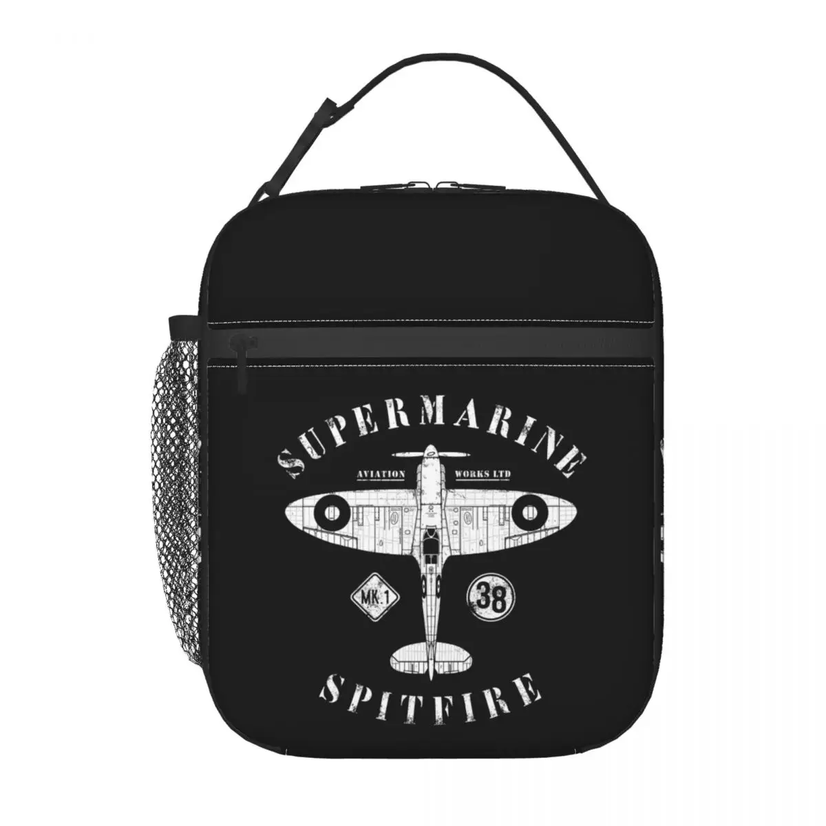 Supermarine Spitfire Thermal Insulated Lunch Bags Women Fighter Plane WW2 War Pilot Aircraft Airplane Resuable Lunch Tote