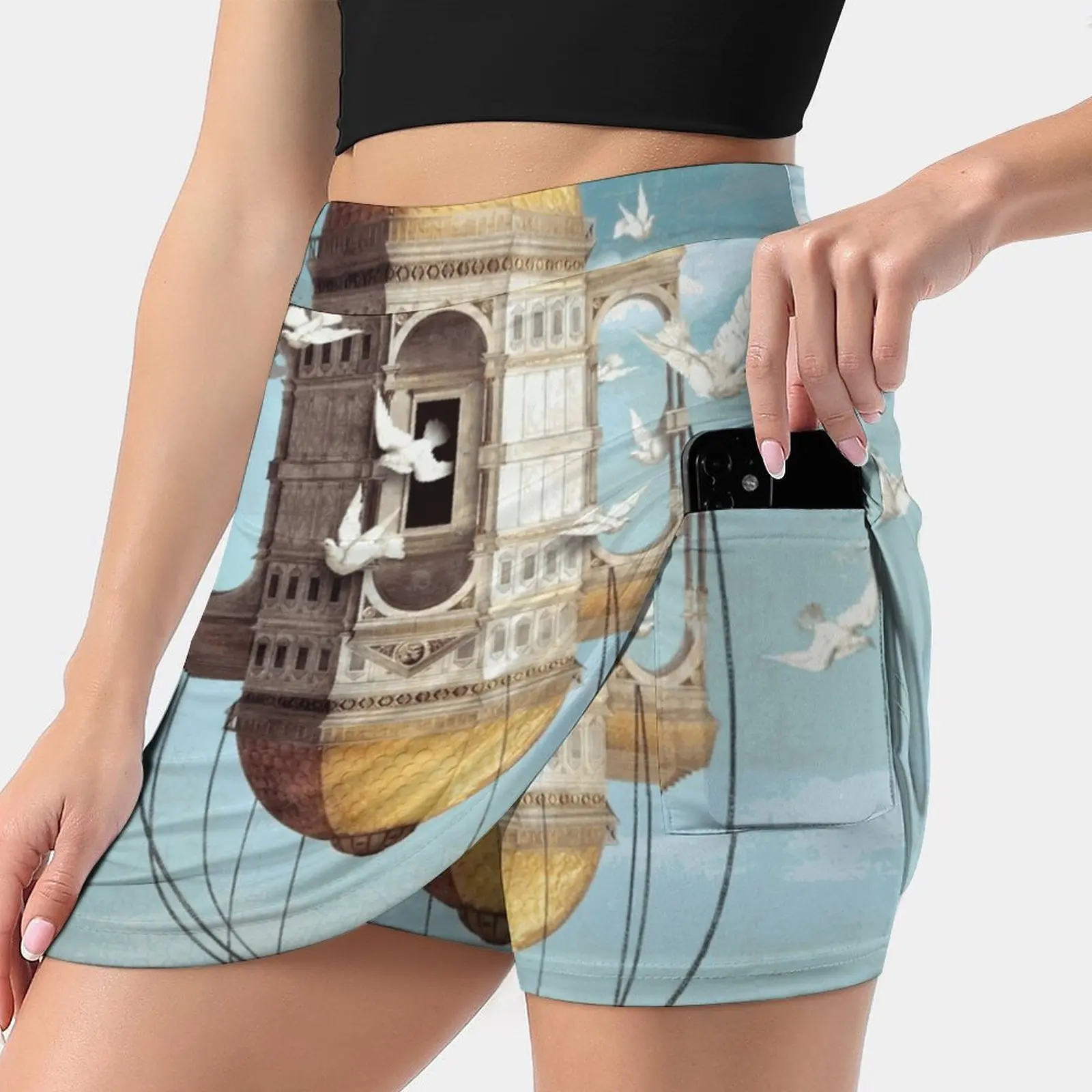 Imaginary Traveler Women's skirt Aesthetic skirts New Fashion Short Skirts Journey Desert Sky Heaven Earth Clouds Elephant