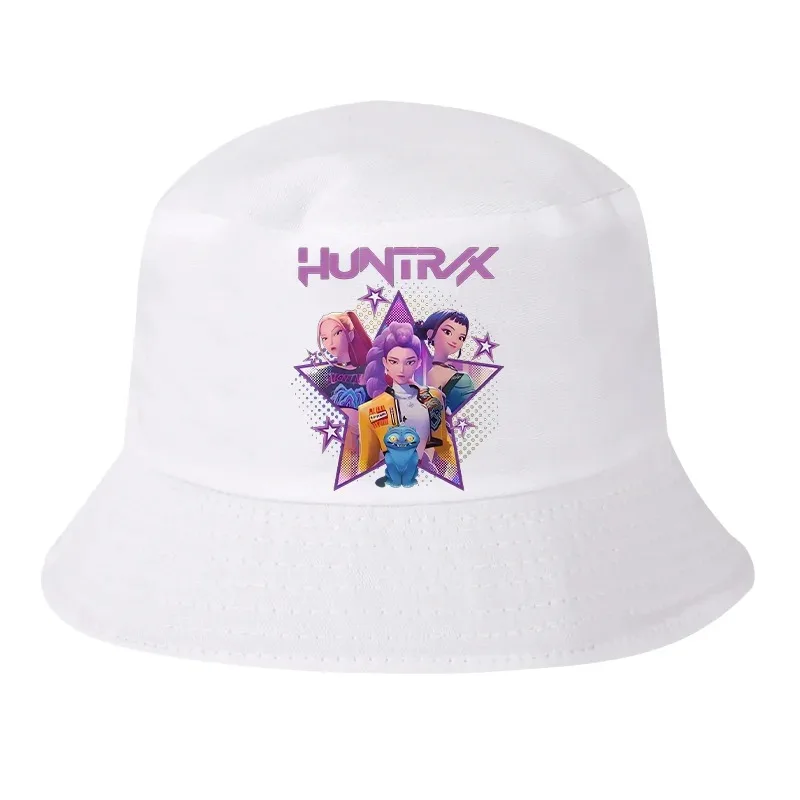KPop Demon Hunters-Sombrero con forma de cubo para niños, estampado de dibujos animados, sombrilla para adultos, gorras redondas con visera para pescadores, gorra decorativa informal para exteriores