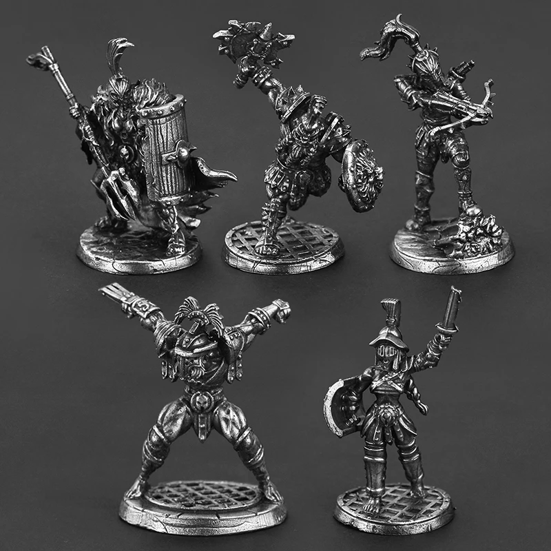 Dwarves Spartan Soldiers Metal Action Figures Cupronickel Model Board Game Pieces Ornament Accessories Birthday Present for Boys