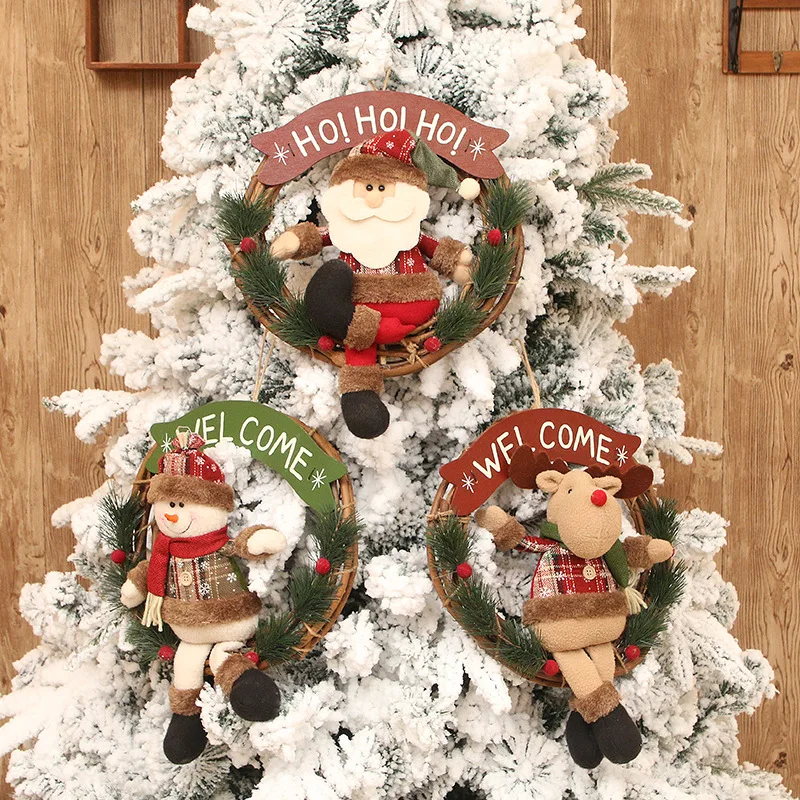 Christmas Rattan Wreath, Hanging Decorative Door Decorations, Festive Atmosphere Gifts