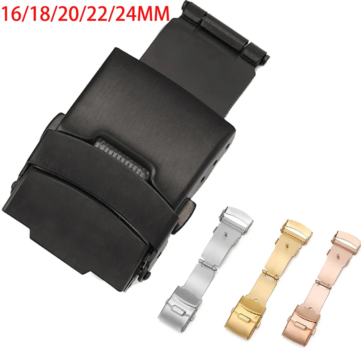 16/18/20/22/24mm 316L Solid Stainless Steel Buckle For Seiko Clasp Double Lock Button Luxury Buckle Metal Watch Accessories