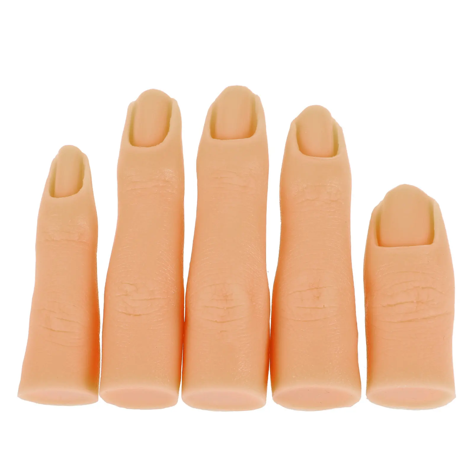

5Pcs Silicone Fake Hand Practice Fingers with Movable Joints Natural Color for Acrylic Gel Nail Art DIY Training Tool Nail