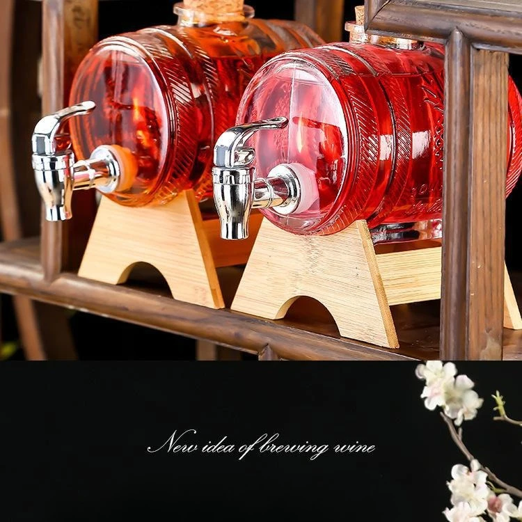 Glass Soda Dispenser with Spout Refillable Beverage Jug Leakproof Wine/Fruit Jar Fridge Juice Dispenser Cold Brewing Tea