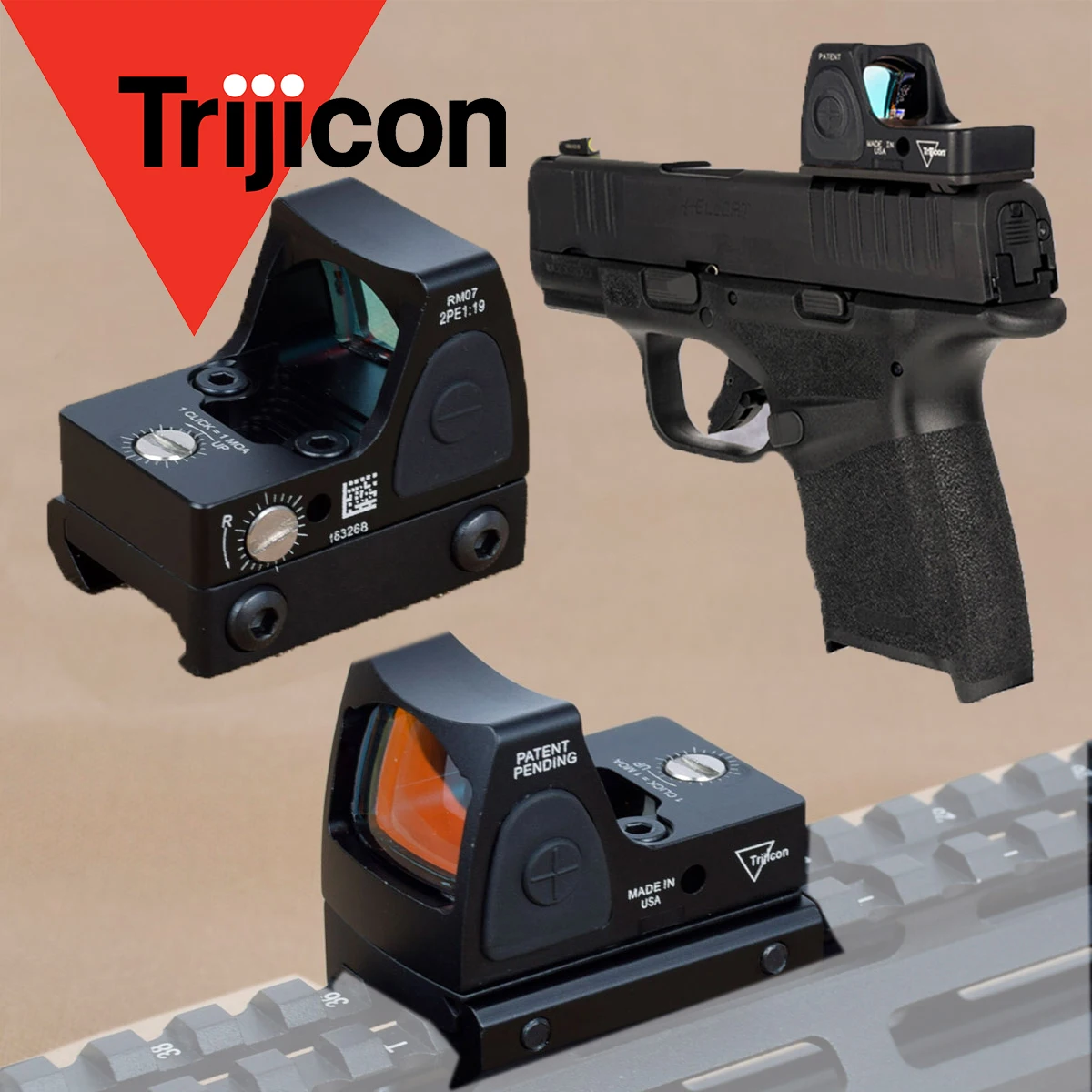 Tactical Metal Trijicon RMR Red Dot Sight Adjustable Collimator Pistol Reflex Glock For Hunting AR15 M4 Optics Scope