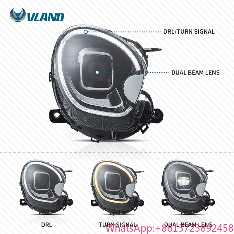 

VLAND Manufacturer R60 Front Light LED Sequential Compatible 2010-2016 Countryman MINI Cooper Works Headlight for BMW Mini R60