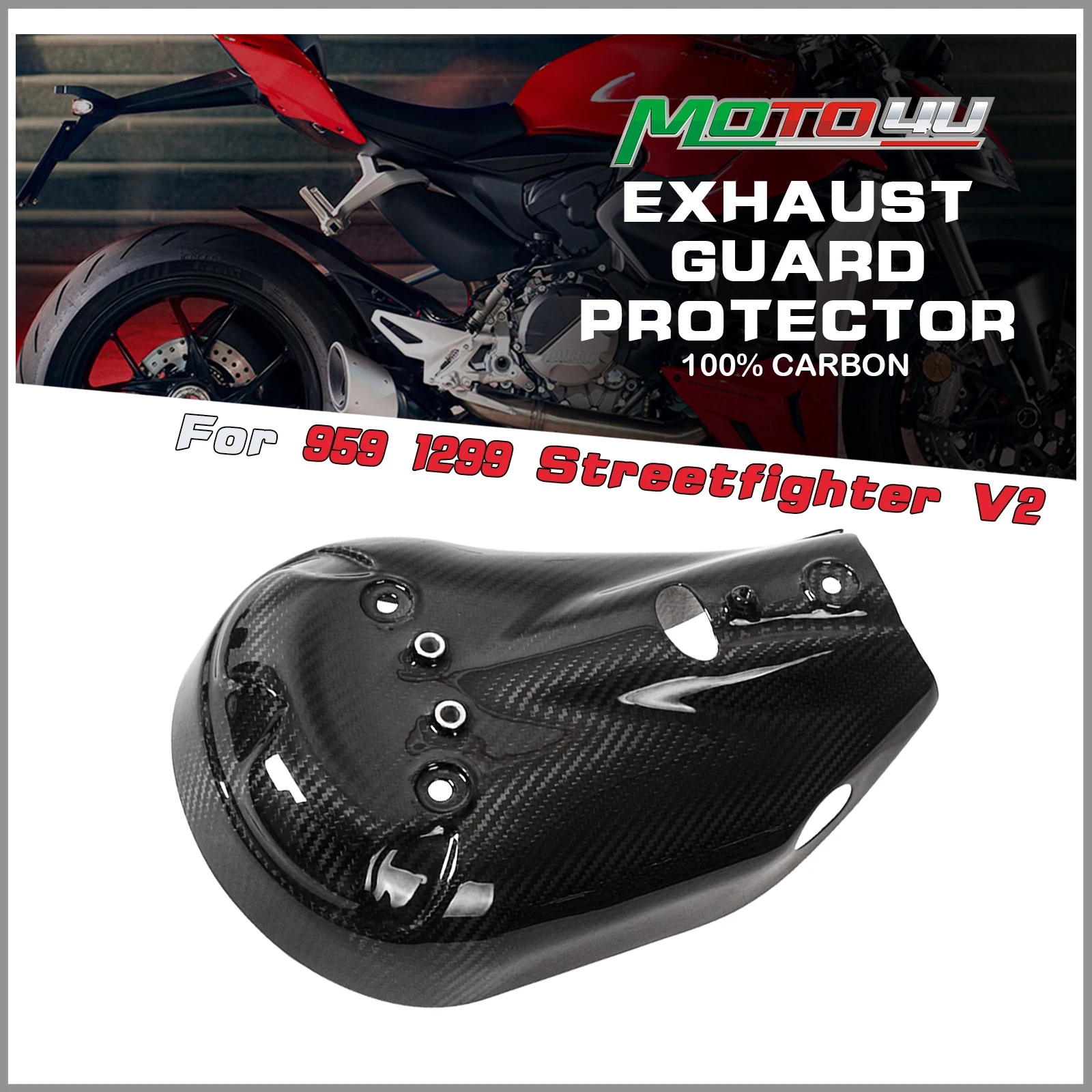 

For Ducati 959 1299 Streetfighter V2 100% Carbon Fiber Exhaust Cover Exhaust Guard Protector Motorcycle Modification Decoration