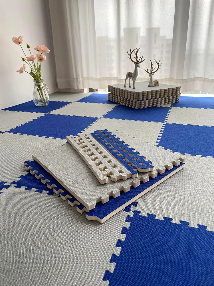 

Утолщенный хлопково-льняной коврик-пазл из пены для спальни, полностью закрывающий пол, настраиваемый, детский, с защитой от падений