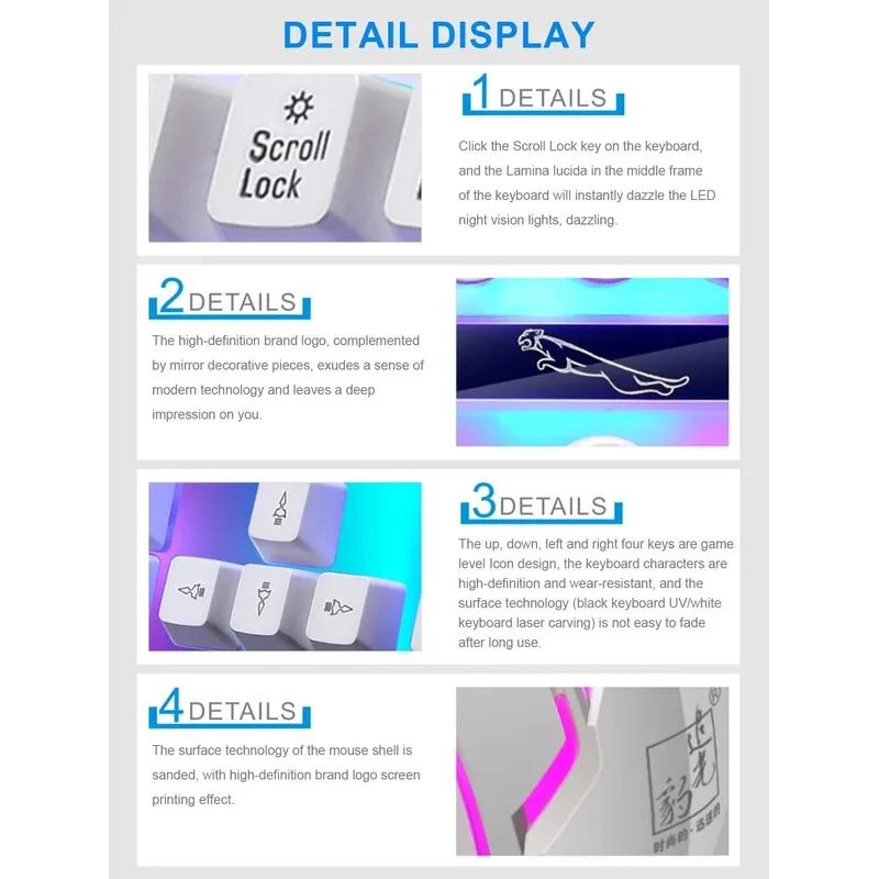 ชุดคีย์บอร์ดและเมาส์แบบมีสายสัมผัสกลไกเรืองแสง ดีไซน์ตามหลักสรีรศาสตร์ เหมาะสำหรับทั้งเล่นเกมและใช้ในสำนักงาน