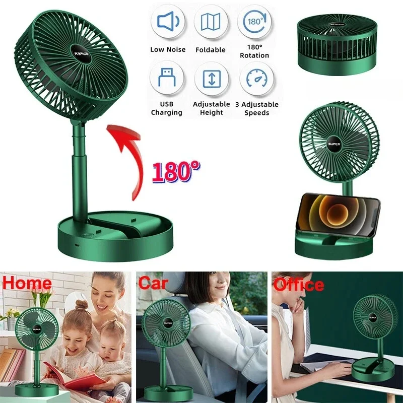 Adjustable Folding Telescopic Handheld Fan Rechargeable Low Noise  Dormitory Home Outdoor Camping Office Desktop Car