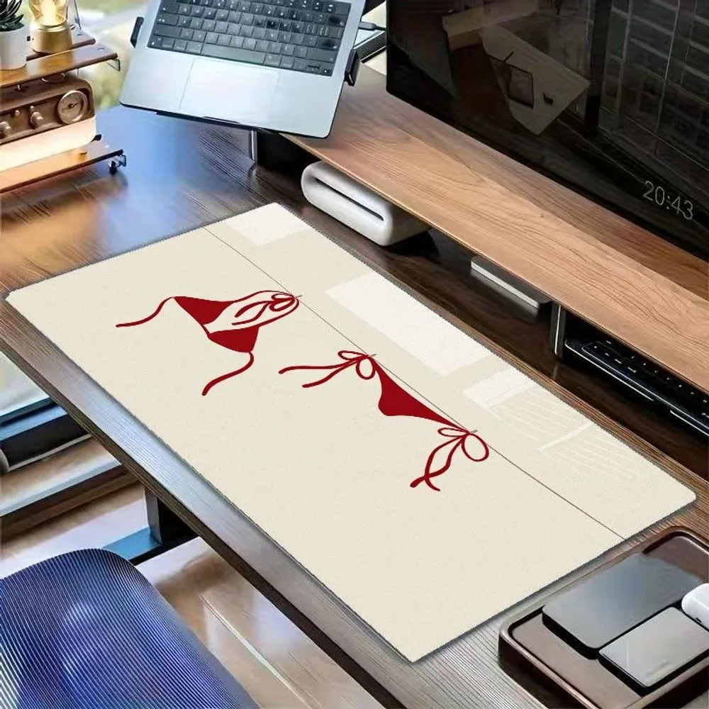 Tapis de souris minimaliste rouge, design élégant style plage, idéal pour les loisirs estivaux, accessoires PC