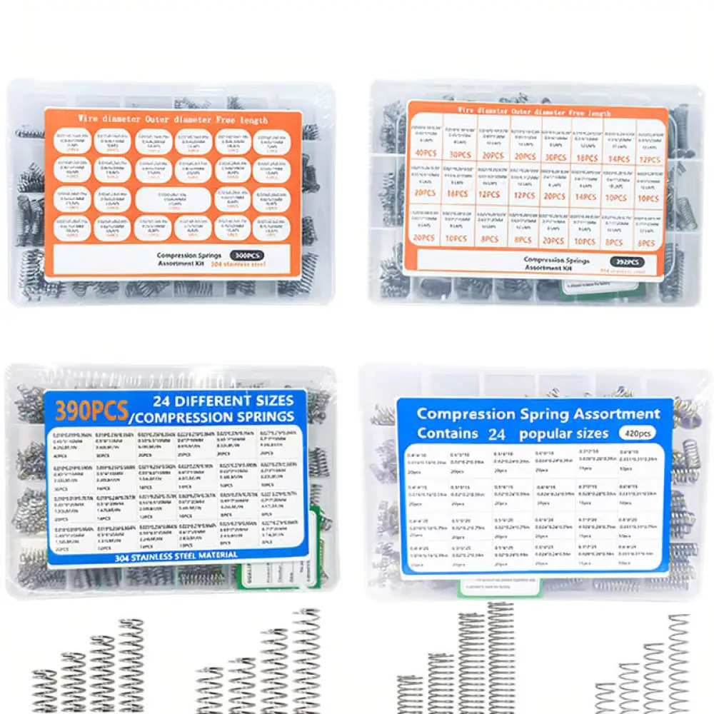 Mechanical Compression Springs Hardware Kit Industrial Repair Assortment Stainless Steel Tools Assorted Sizes Box