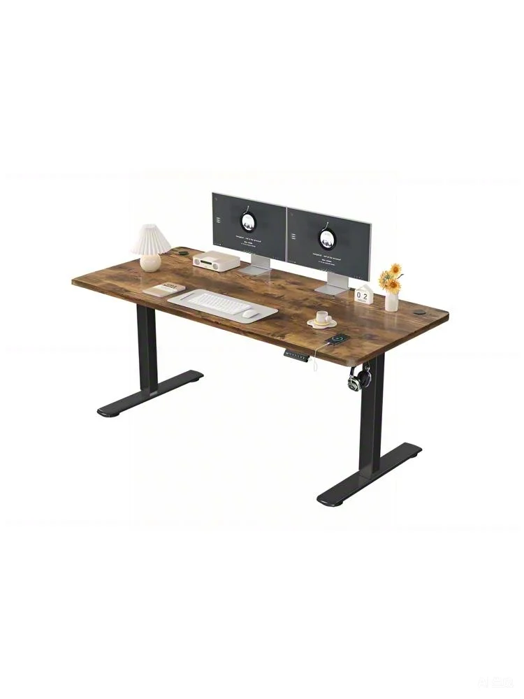 Devoko In hoogte verstelbaar bureau met USB-aansluiting 120x60 cm Computerstaand bureau Ergonomische thuiskantoortafel - afbeelding 2